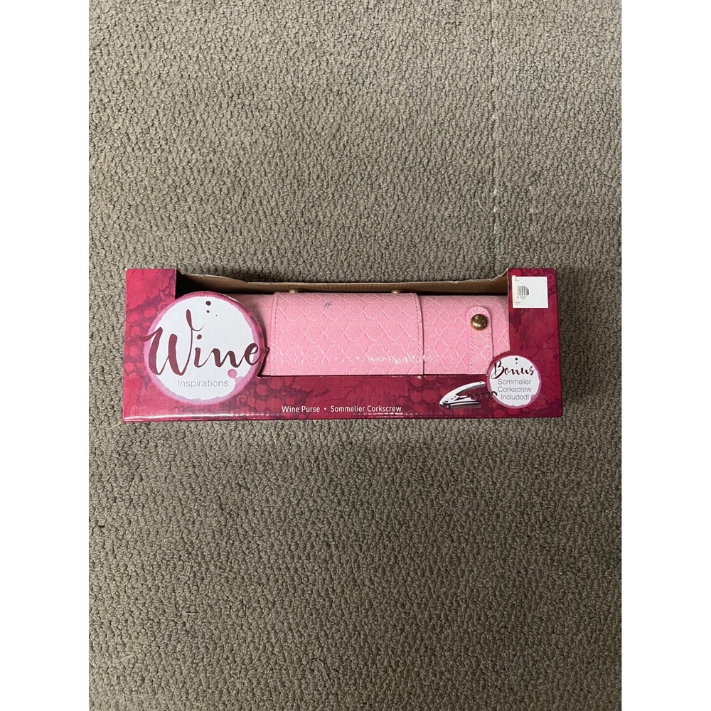 Wine Inspirations Pink Wine Purse Tote with Sommelier Corkscrew Set New